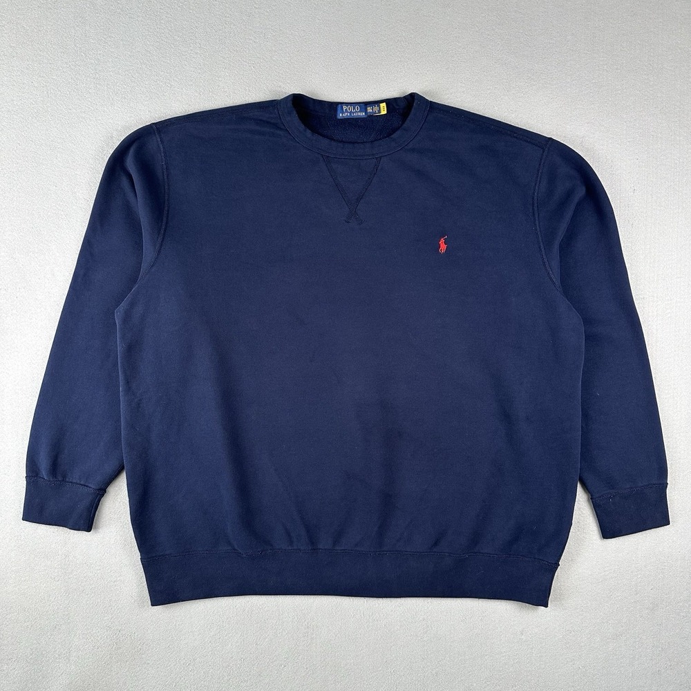 Polo Ralph Lauren Sweatshirt Men's 3XLT Navy Blue Double V Pony Crew Neck